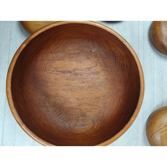 Vintage Dolphin Genuine Teak Wood Salad Bowl Set MCM Retro Wooden Decor - Picture 7 of 10